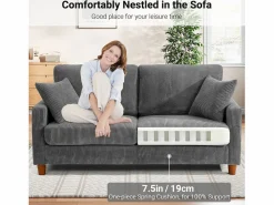 New Sofá de terciopelo acanalado de 2 a 2 años, sofá derecha acolchado moderno grande con asientos adicionales de 56 cm - 2 cojines - 178x76x89cm - Sofá Escandinavo|Sofá - 2 Plazas