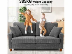 New Sofá de terciopelo acanalado de 2 a 2 años, sofá derecha acolchado moderno grande con asientos adicionales de 56 cm - 2 cojines - 178x76x89cm - Sofá Escandinavo|Sofá - 2 Plazas