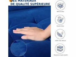 Clearance DripeX Sofá de terciopelo de 2 asientos, sofá mini dormitorio con reposabrazos, pies de madera cónicos, sofá fijado un respaldo bajo Azul