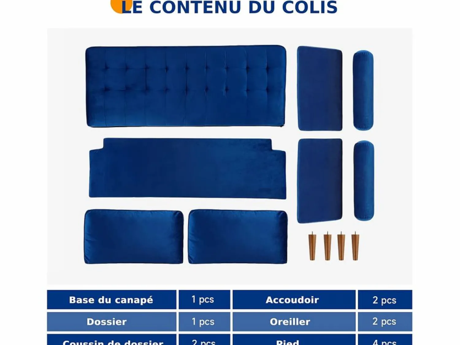 Clearance DripeX Sofá de terciopelo de 2 asientos, sofá mini dormitorio con reposabrazos, pies de madera cónicos, sofá fijado un respaldo bajo Azul