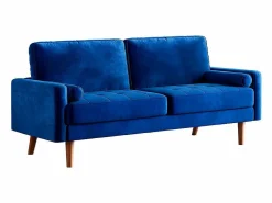 Sale DripeX Sofá de terciopelo derecho y madera maciza - 3 lugares - carga máxima 300 kg - 176x78x85cm Azul