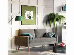 DripeX Sofá de terciopelo de 2 salones modernos, reposabrazos acolchados, madera maciza, madera blanda, 143x77x86cm