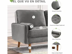 DripeX Sofá de terciopelo de 2 salones, sofá mini dormitorio, con reposabrazos y pies cónicos, una espalda baja - 148.5x78x85cm