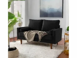 Hot Sofá de terciopelo de 2 a 2 -Seaz, sofá de sala de estar moderna, con reposabrazos y pies bajos, una espalda baja - 148.5x78x85cm Sofá Vintage|Sofás Chesterfield