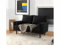 Hot Sofá de terciopelo de 2 a 2 -Seaz, sofá de sala de estar moderna, con reposabrazos y pies bajos, una espalda baja - 148.5x78x85cm Sofá Vintage|Sofás Chesterfield
