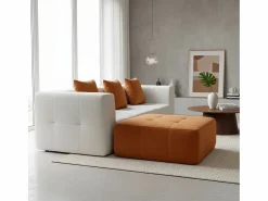 Outlet Sofá Eden Completo 3 plazas - blanco naranja Sofá - 3 Plazas|Sofá De Tela