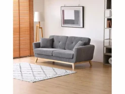 Concept-Usine Sofá escandinavo 3 plazas de terciopelo gris HOGA