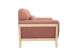 Miliboo Sofá escandinavo de 3 plazas de tela de terciopelo texturizado color y madera clara YOKO
