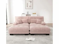 Sale Sofá esquina 2 plazas + 2 poufs - con 4 cojines - tejido felpa - 220x145x81cm Sofás Club