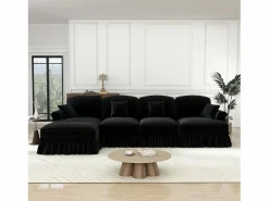 Sofá Esquina Modular 4 Plazas en L - Chenille - Funda Extraíble y Puf - 350x140x93cm - Sofás Club