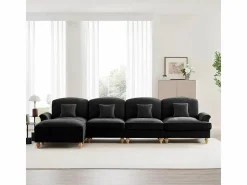 Sofá Esquina Modular 4 Plazas en L - Chenille - Funda Extraíble y Puf - 350x140x93cm - Sofás Club