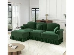 Hot Sofá Esquina Modular 3 Plazas Chenille - Funda Extraíble y Puf Móvil - 272x140x93cm - Sofá Modular|Sofás Club