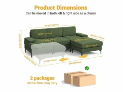 Discount Sofá Esquinero 3 Plazas en Chenilla - con Puff - Carga Máx. 650kg - 244x146x83cm - Todos Los Sofás|Sofá De Terciopelo