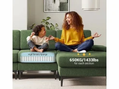 Discount Sofá Esquinero 3 Plazas en Chenilla - con Puff - Carga Máx. 650kg - 244x146x83cm - Todos Los Sofás|Sofá De Terciopelo