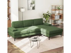 Discount Sofá Esquinero 3 Plazas en Chenilla - con Puff - Carga Máx. 650kg - 244x146x83cm - Todos Los Sofás|Sofá De Terciopelo