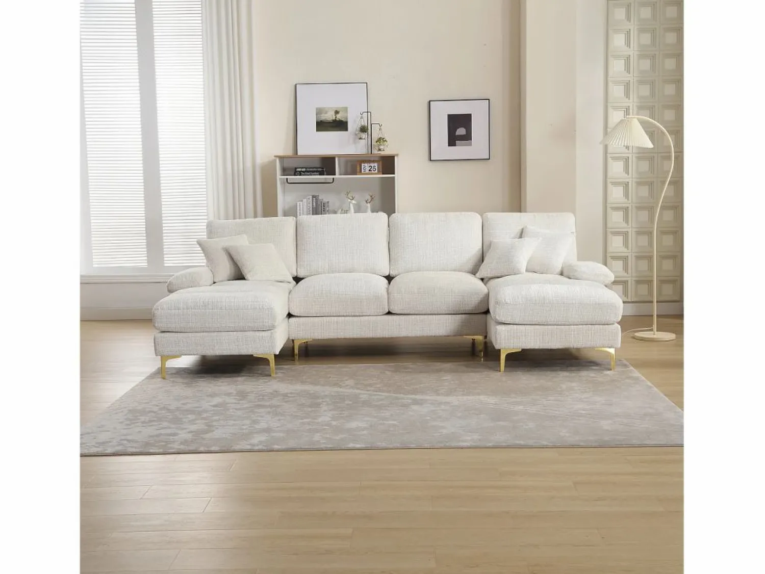 Sofá esquinero - Sofá de 4 plazas con asientos y cojines - para salón y dormitorio