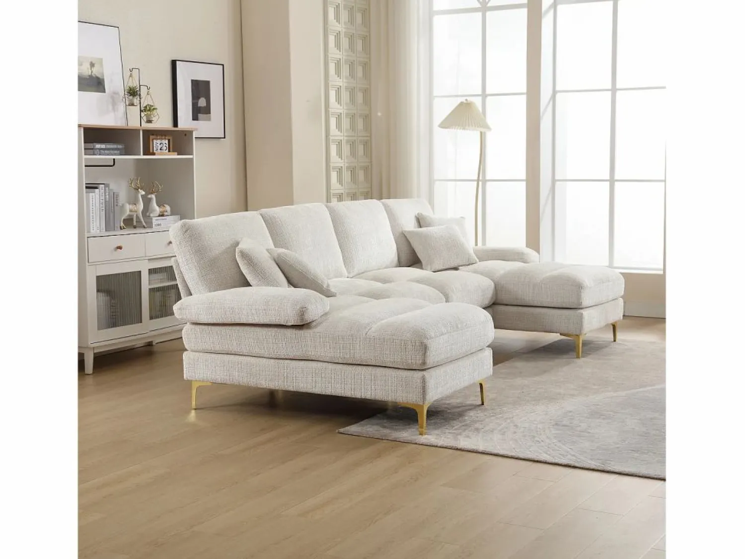Sofá esquinero - Sofá de 4 plazas con asientos y cojines - para salón y dormitorio