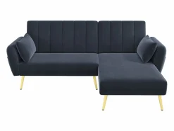 Outlet Hauss Spole Sofá esquinero convertible de 3 plazas - Terciopelo - Negro