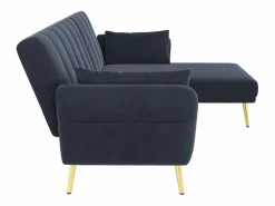Outlet Hauss Spole Sofá esquinero convertible de 3 plazas - Terciopelo - Negro