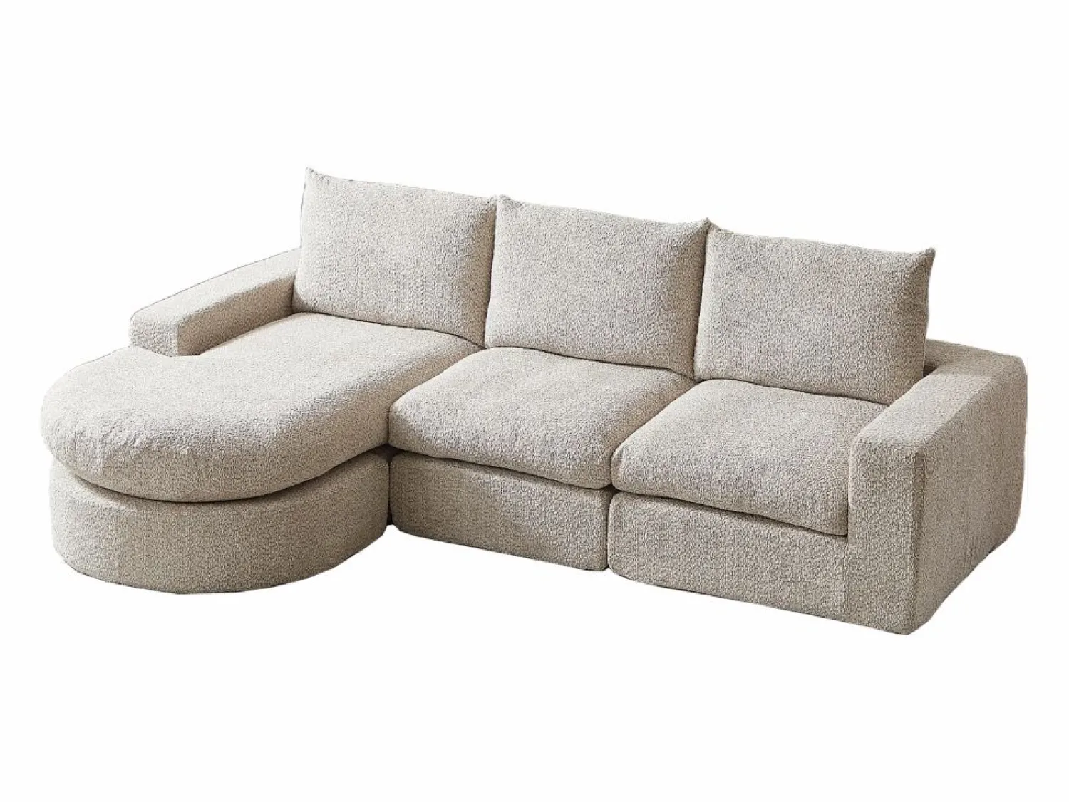 Hauss Spole Sofá esquinero de 3 plazas con chaise longue y 3 cojines - Tejido chenilla