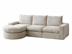 Hauss Spole Sofá esquinero de 3 plazas con chaise longue y 3 cojines - Tejido chenilla