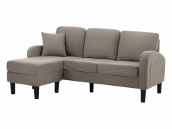 New Sofá esquinero de 3 plazas con chaise longue - 185 x 118 x 82 cm - tejido transpirable de algodón y lino - oscuro antiguo Sofá Vintage|Sofá - 3 Plazas