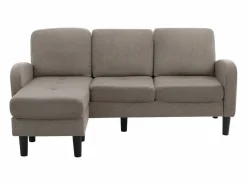 New Sofá esquinero de 3 plazas con chaise longue - 185 x 118 x 82 cm - tejido transpirable de algodón y lino - oscuro antiguo Sofá Vintage|Sofá - 3 Plazas