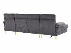 Sofá esquinero de terciopelo - Sofá esquinero con iluminación LED y 4 cojines - puerto USB y reposabrazos - Sofá - 4 Plazas