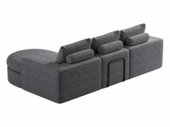 Outlet Sofá esquinero - Sofá de 3 plazas con 3 cojines y 2 reposacabezas - chenilla Gris