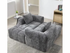 Online Sofá esquinero - Sofá recto con bolsillos de almacenamiento y 3 cojines - con chaise longue y reposabrazos Gris