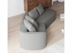 Sale Sofá Esquinero Izquierdo Moderno Súper Grande 4 Plazas, con 4 Cojines, Chaise Longue Curva, Tejido Chenilla, Sofás Club