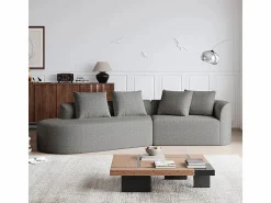 Sale Sofá Esquinero Izquierdo Moderno Súper Grande 4 Plazas, con 4 Cojines, Chaise Longue Curva, Tejido Chenilla, Sofás Club