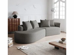 Sale Sofá Esquinero Izquierdo Moderno Súper Grande 4 Plazas, con 4 Cojines, Chaise Longue Curva, Tejido Chenilla, Sofás Club