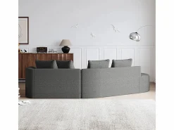 Sale DripeX Sofá Esquinero Izquierdo Moderno Súper Grande 4 Plazas, con 4 Cojines, Chaise Longue Curva, Tejido Chenilla, Gris antracita