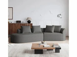 Sale DripeX Sofá Esquinero Izquierdo Moderno Súper Grande 4 Plazas, con 4 Cojines, Chaise Longue Curva, Tejido Chenilla, Gris antracita
