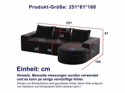Clearance Sofá Esquinero Modular 3 Plazas, con Chaise Longue Curva Reversible, 3 Cojines y Almohadas Cervicales, Tejido Chenilla, Sofás Club