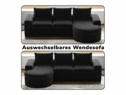 Clearance Sofá Esquinero Modular 3 Plazas, con Chaise Longue Curva Reversible, 3 Cojines y Almohadas Cervicales, Tejido Chenilla, Sofás Club