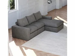 DripeX Sofá Esquinero Modular 3 Plazas, de Pana, con Chaise Longue Reversible, 3 Cojines y Almohadas Cervicales,