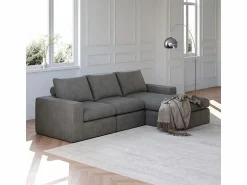 DripeX Sofá Esquinero Modular 3 Plazas, de Pana, con Chaise Longue Reversible, 3 Cojines y Almohadas Cervicales,