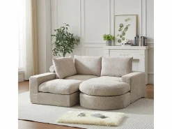 DripeX Sofá Esquinero Modular 3 Plazas, con Chaise Longue Curva Reversible, 3 Cojines y Almohadas Cervicales, Tejido Chenilla,
