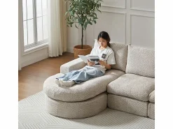DripeX Sofá Esquinero Modular 3 Plazas, con Chaise Longue Curva Reversible, 3 Cojines y Almohadas Cervicales, Tejido Chenilla,