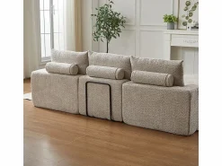 DripeX Sofá Esquinero Modular 3 Plazas, con Chaise Longue Curva Reversible, 3 Cojines y Almohadas Cervicales, Tejido Chenilla,
