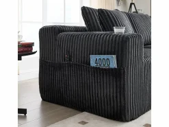 Online DripeX Sofá Esquinero Modular 3 Plazas, de Pana, con Portavasos, Cojines y Bolsillos Laterales, Chaise Longue 118cm, Gris
