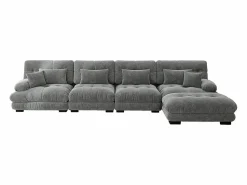 Outlet KOMHTOM Sofá esquinero modular, cuatro plazas, con reposapiés extraíble, tejido chenilla, Gris