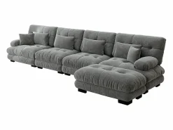 Outlet KOMHTOM Sofá esquinero modular, cuatro plazas, con reposapiés extraíble, tejido chenilla, Gris