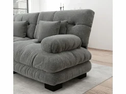 Outlet KOMHTOM Sofá esquinero modular, cuatro plazas, con reposapiés extraíble, tejido chenilla, Gris