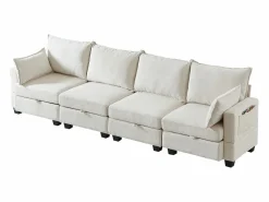 Clearance Sofá esquinero modular de 6 plazas con 6 compartimentos de almacenaje - Tejido chenilla Sofá Modular