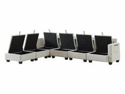 Clearance Sofá esquinero modular de 6 plazas con 6 compartimentos de almacenaje - Tejido chenilla Sofá Modular