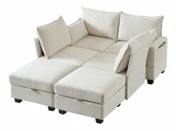 Clearance Sofá esquinero modular de 6 plazas con 6 compartimentos de almacenaje - Tejido chenilla Sofá Modular