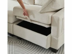 Clearance Sofá esquinero modular de 6 plazas con 6 compartimentos de almacenaje - Tejido chenilla Sofá Modular
